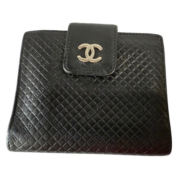 Chanel Calfskin Wallet Black Leather Camel Women's Bifold Timeless 2 COAs Card - Picture 3 of 14